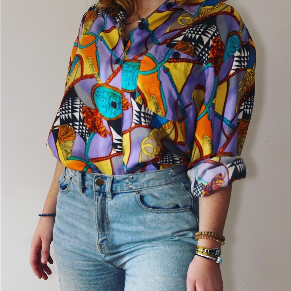 Quirky multicolored vintage blouse